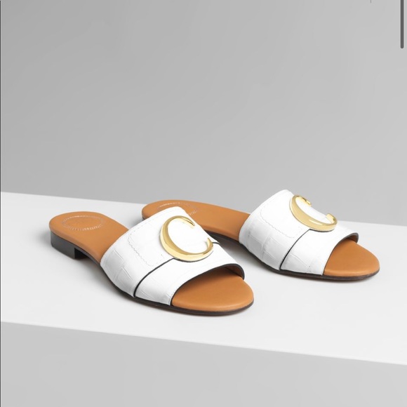 Chloe Shoes - Chloe C logo slide in crocodile texture